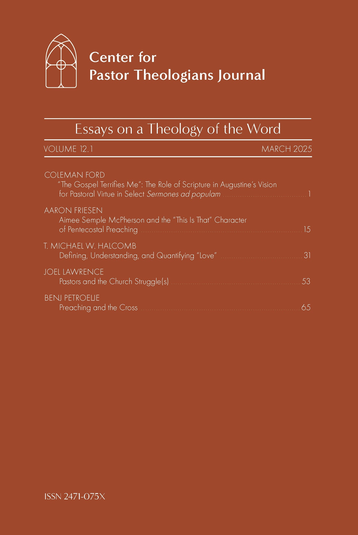 Center for Pastor Theologians Journal Vol. 12.1: Essays on a Theology of the Word