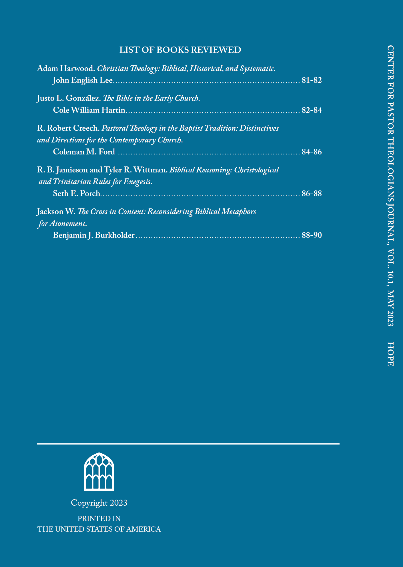 Center for Pastor Theologians Journal 10.1