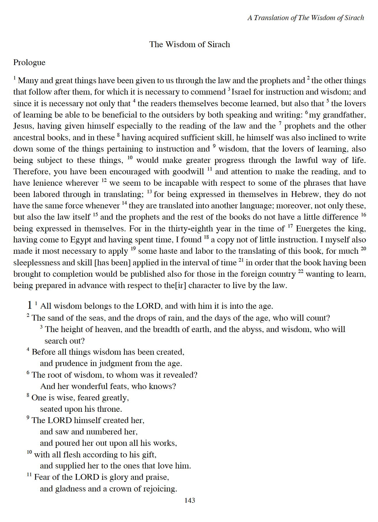 The Wisdom of Sirach: An Advanced Greek Reader with a Translation
