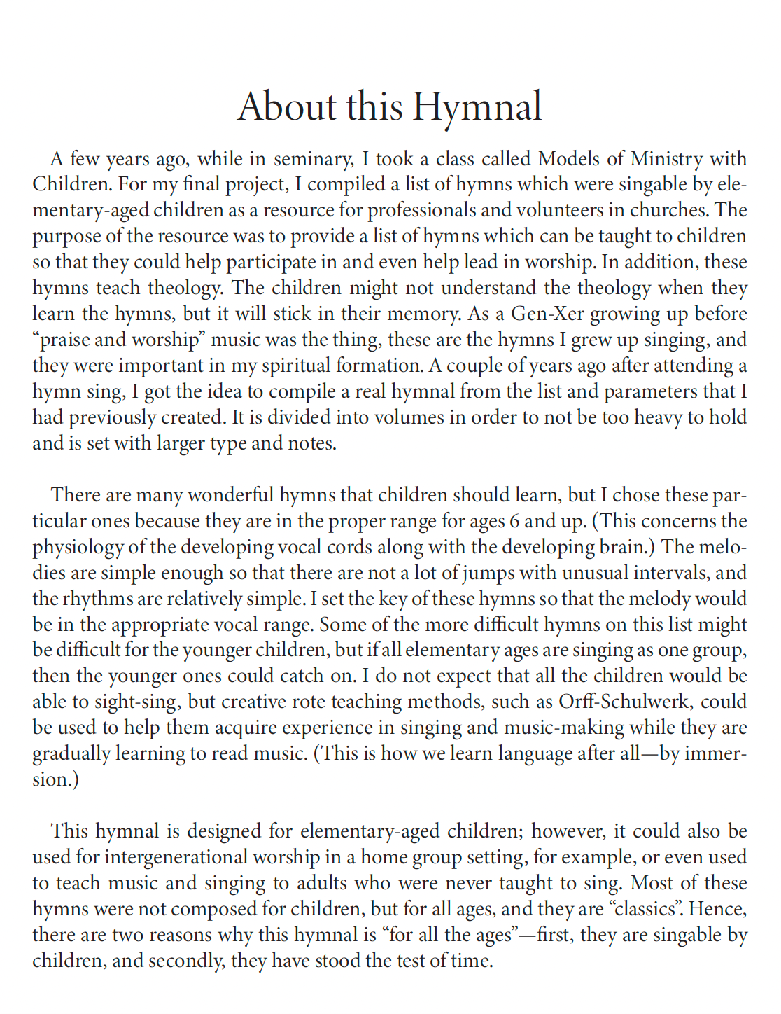 Hymns for All the Ages: Volume 1