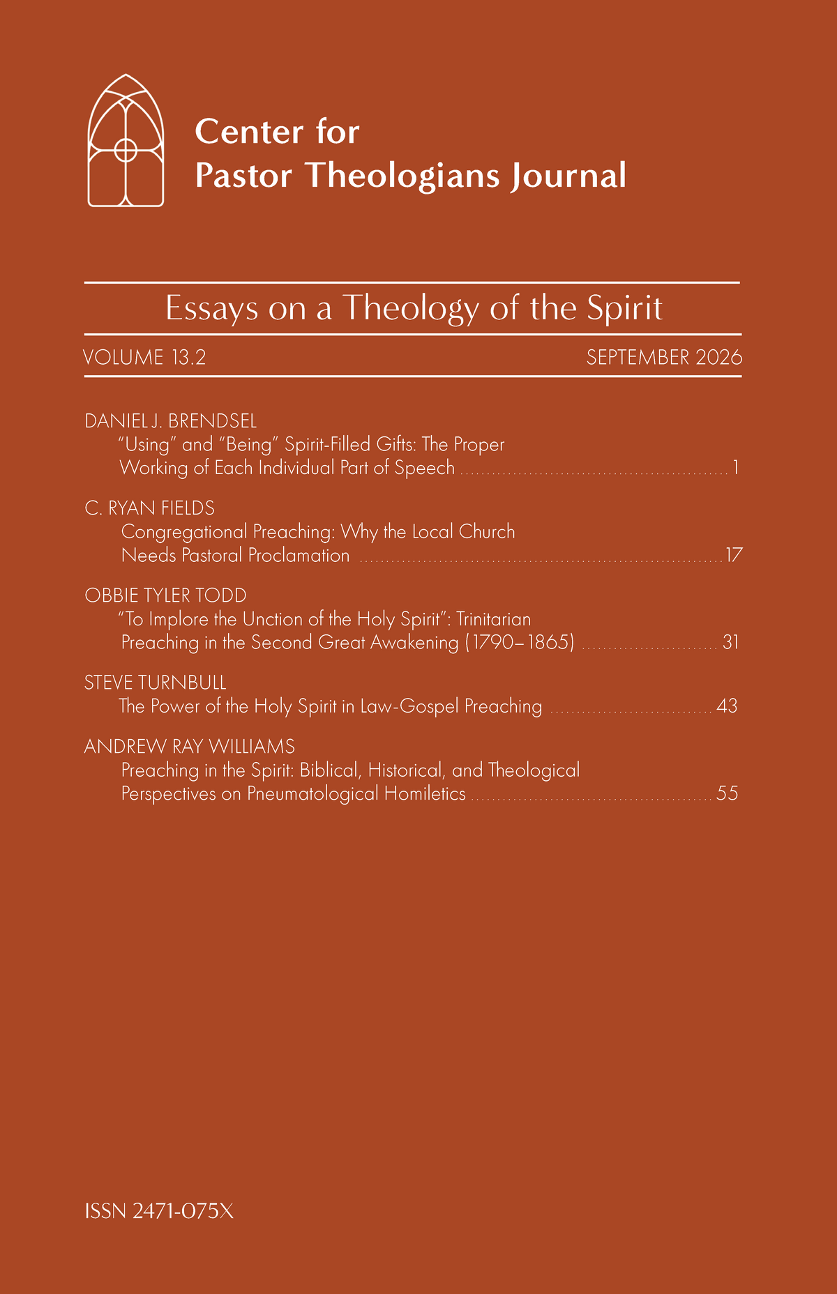Center for Pastor Theologians Journal Vol. 13.2: Essays on a Theology of the Spirit