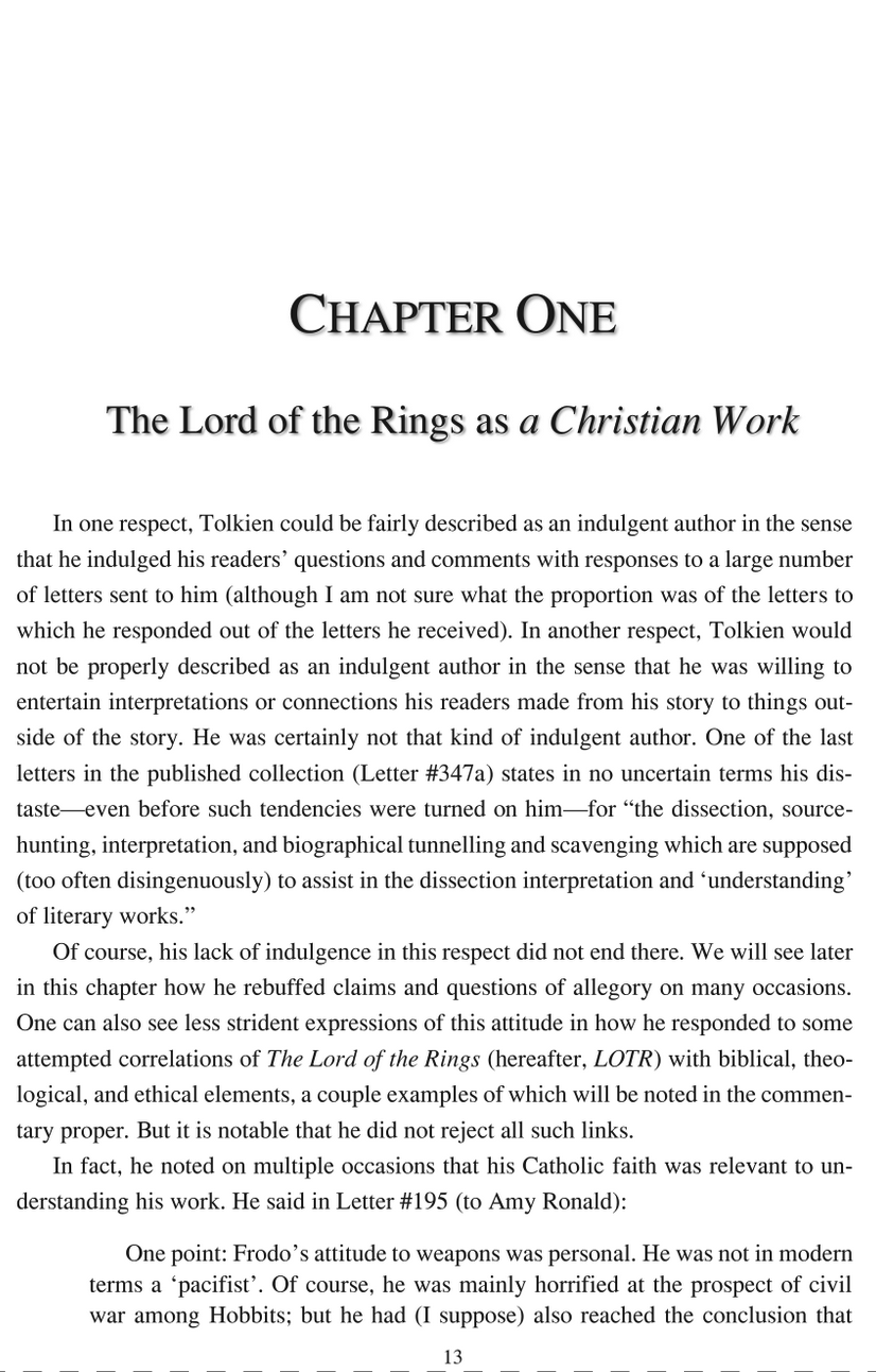 The Lord of Heaven and Middle-Earth: A Commentary on Tolkien’s Theological-Ethical Framework in The Lord of the Rings