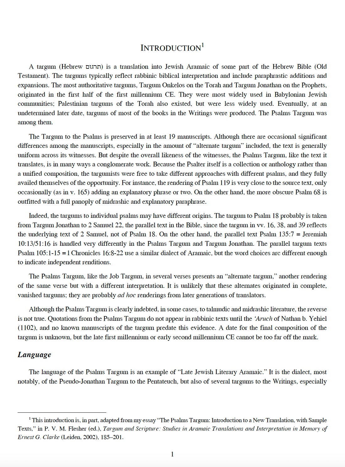 The Targum of Psalms: Text and Translation