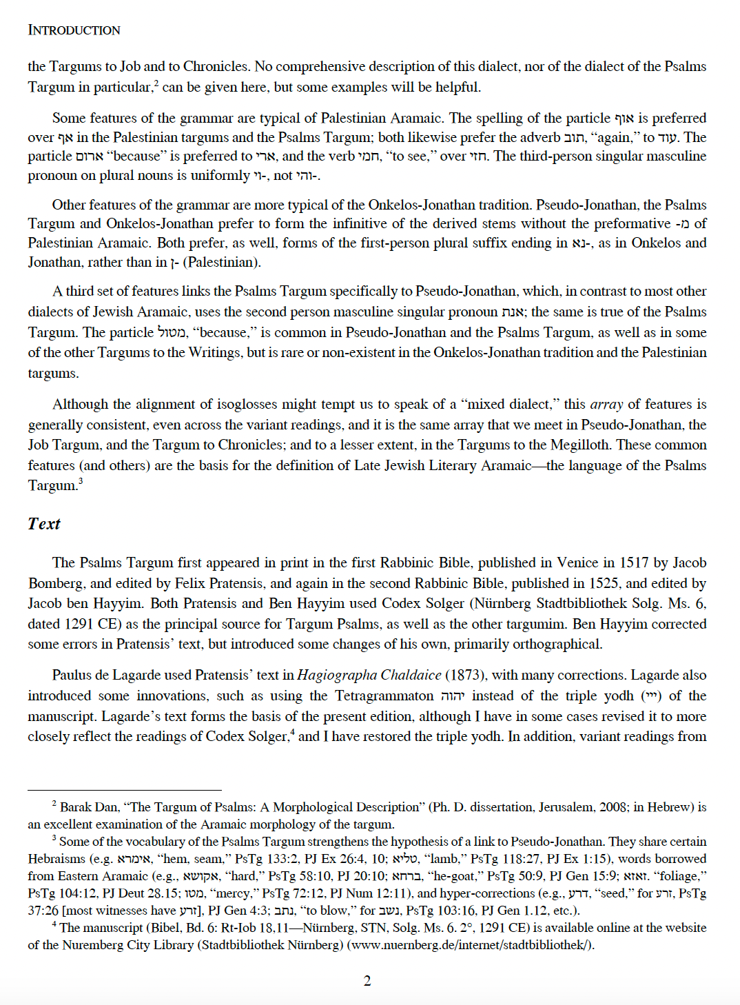 The Targum of Psalms: Text and Translation