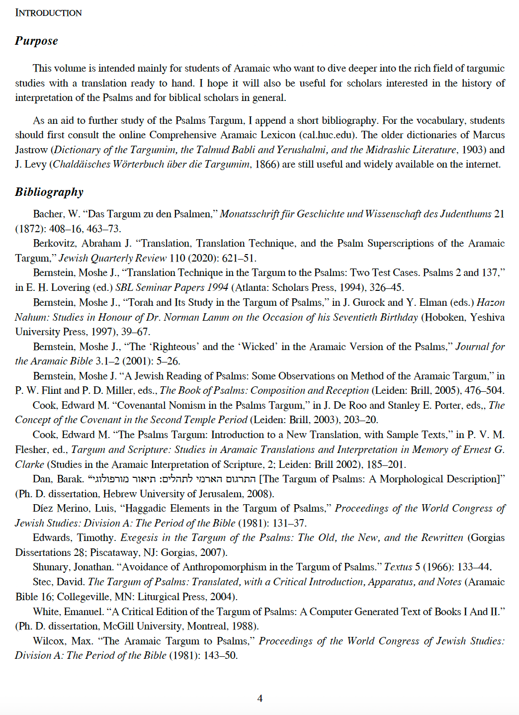 The Targum of Psalms: Text and Translation