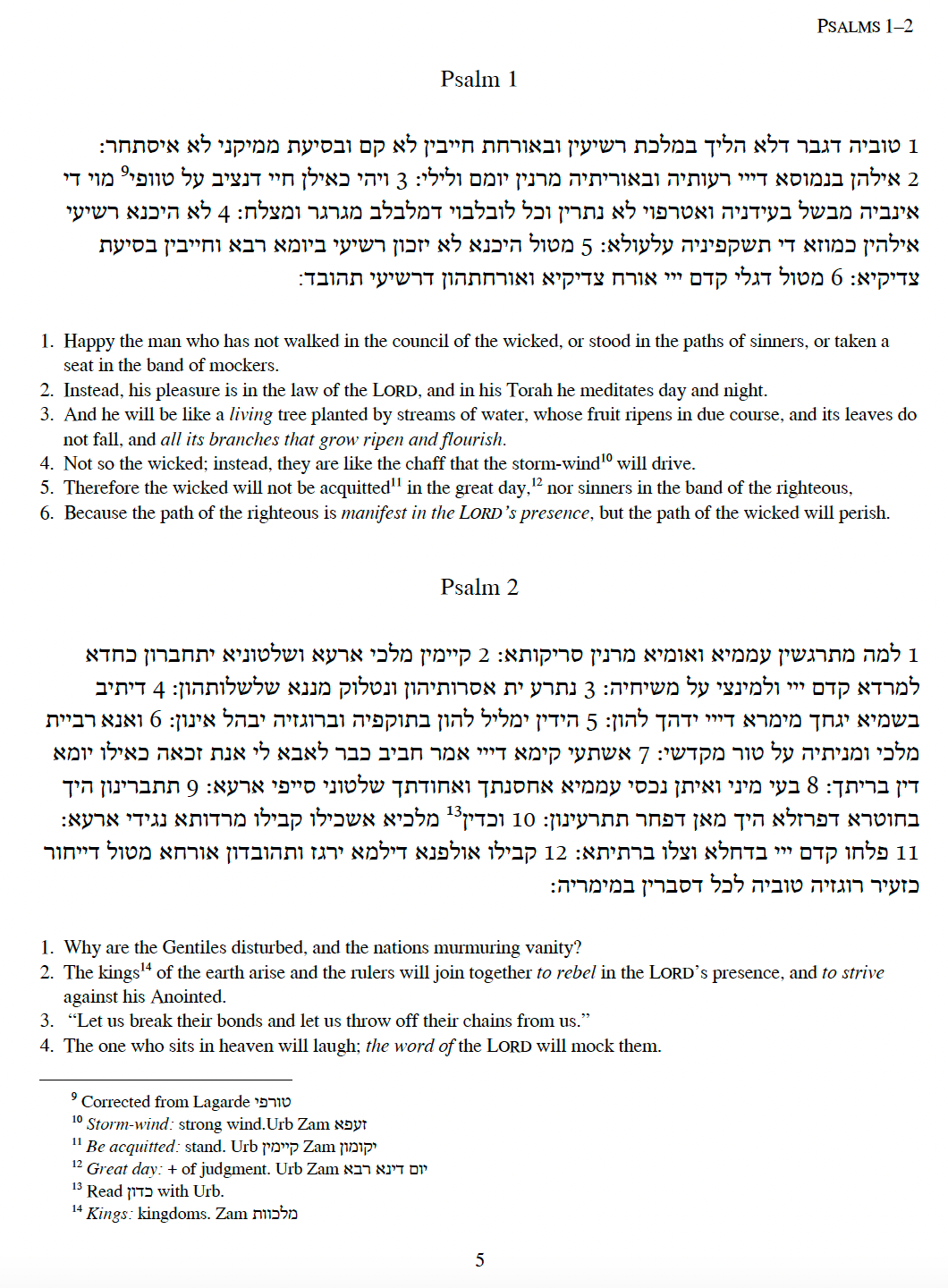 The Targum of Psalms: Text and Translation