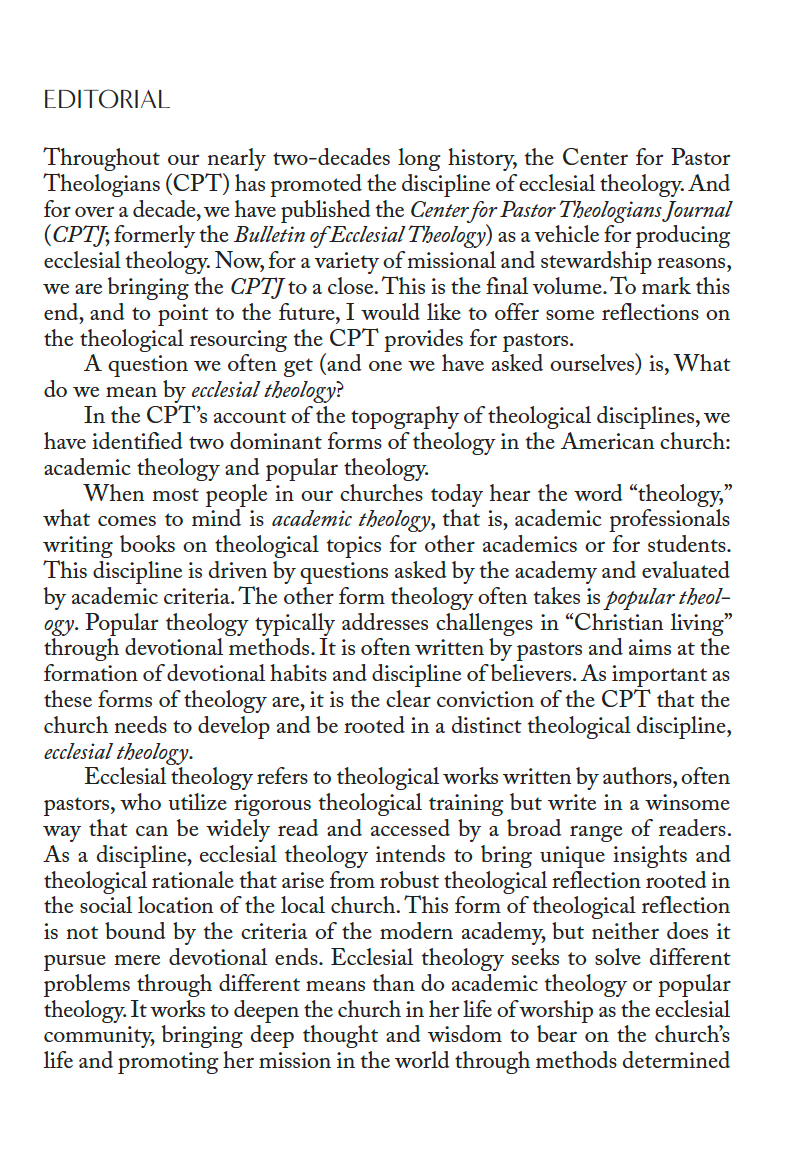 Center for Pastor Theologians Journal Vol. 13.2: Essays on a Theology of the Spirit