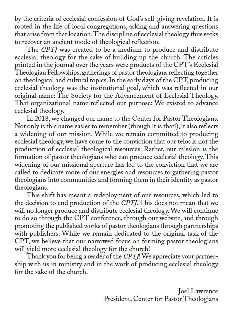 Center for Pastor Theologians Journal Vol. 13.2: Essays on a Theology of the Spirit