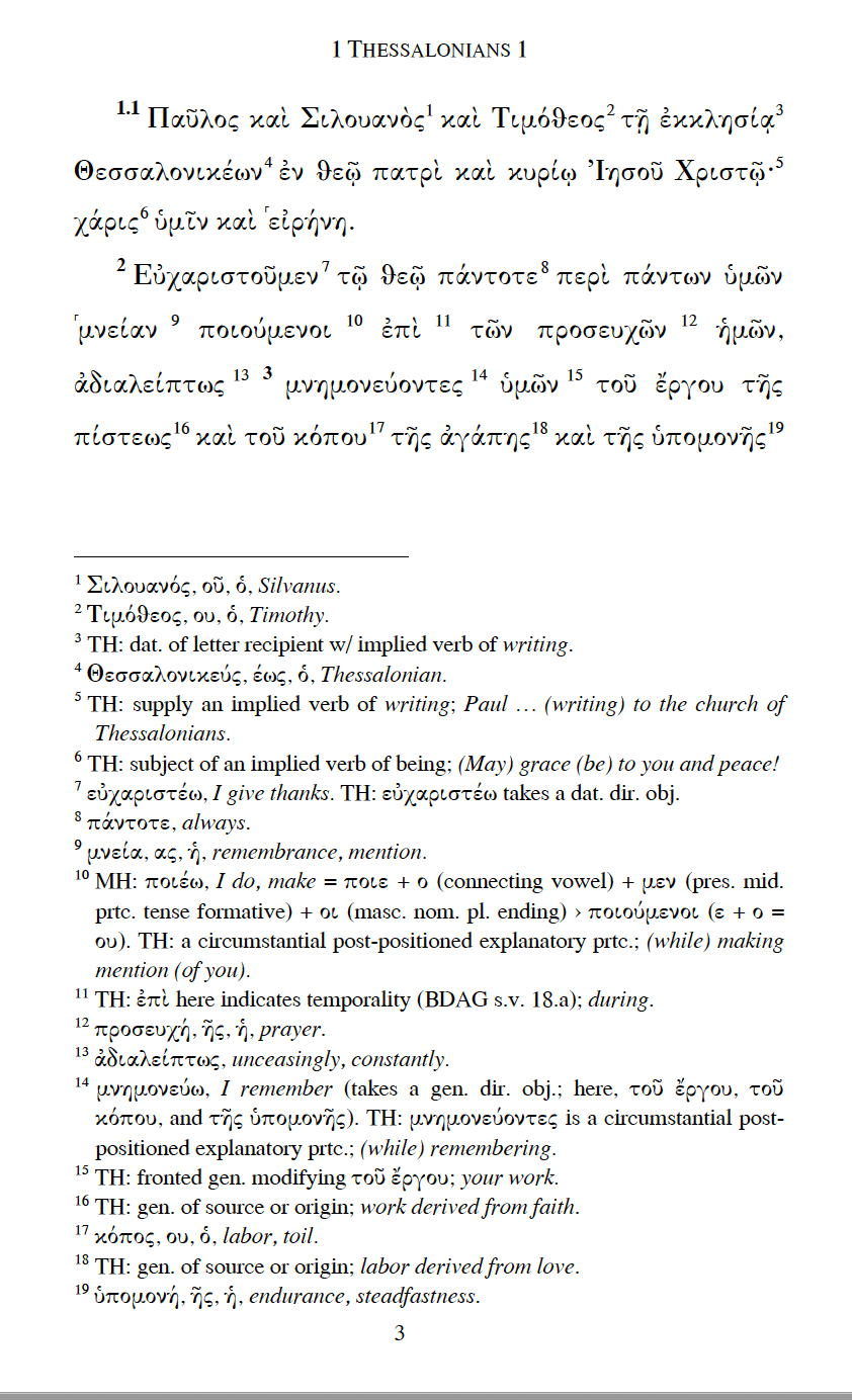 1–2 Thessalonians: A Beginning-Intermediate Greek Reader (with a Translation)